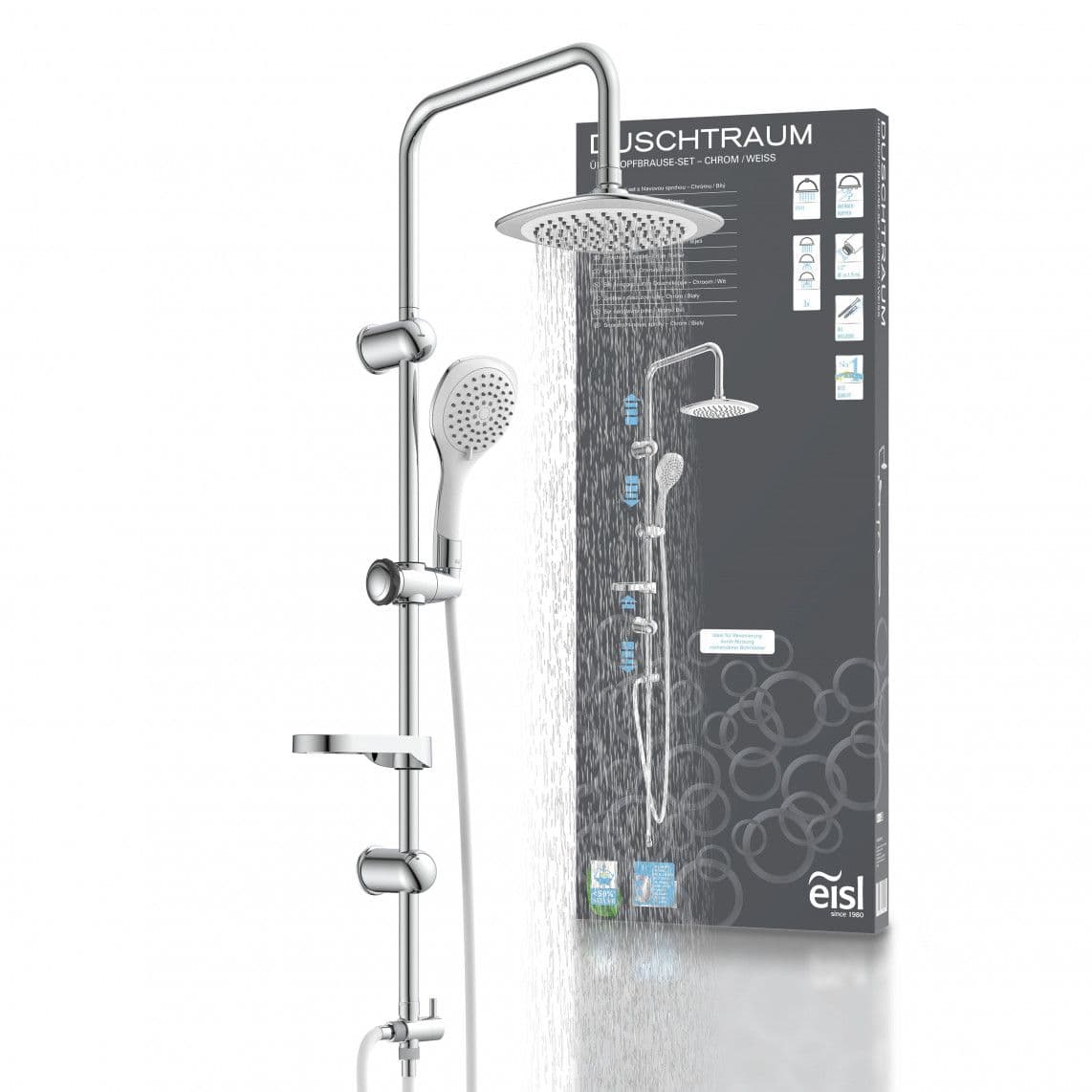DXLD60087CS DUSCHTRAUM Regendouche set, chroom/wit vue 1