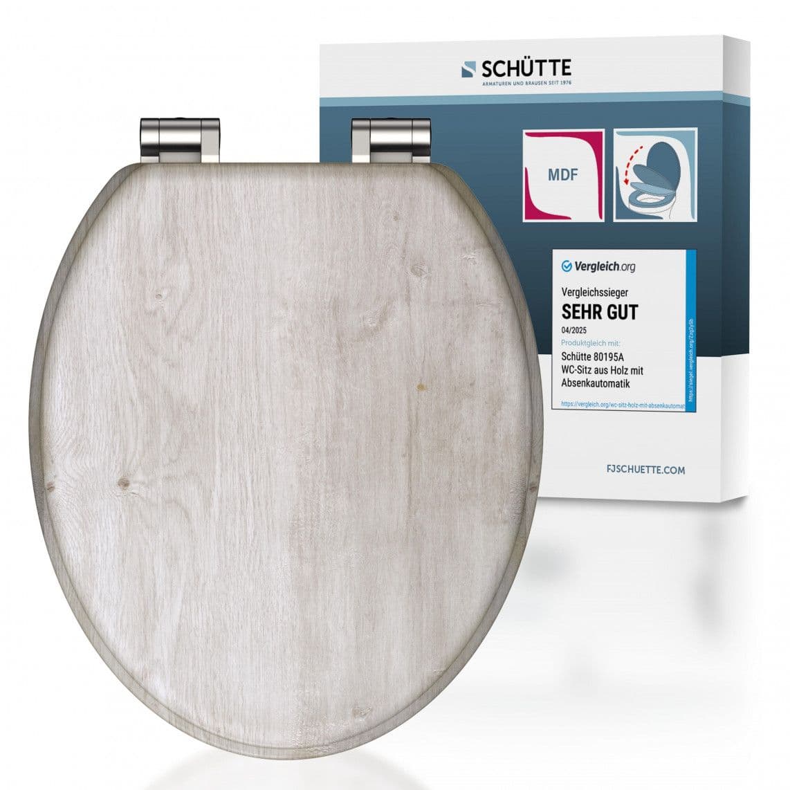 80192 MDF Toilet seat LIGHT WOOD, with soft close vue 1
