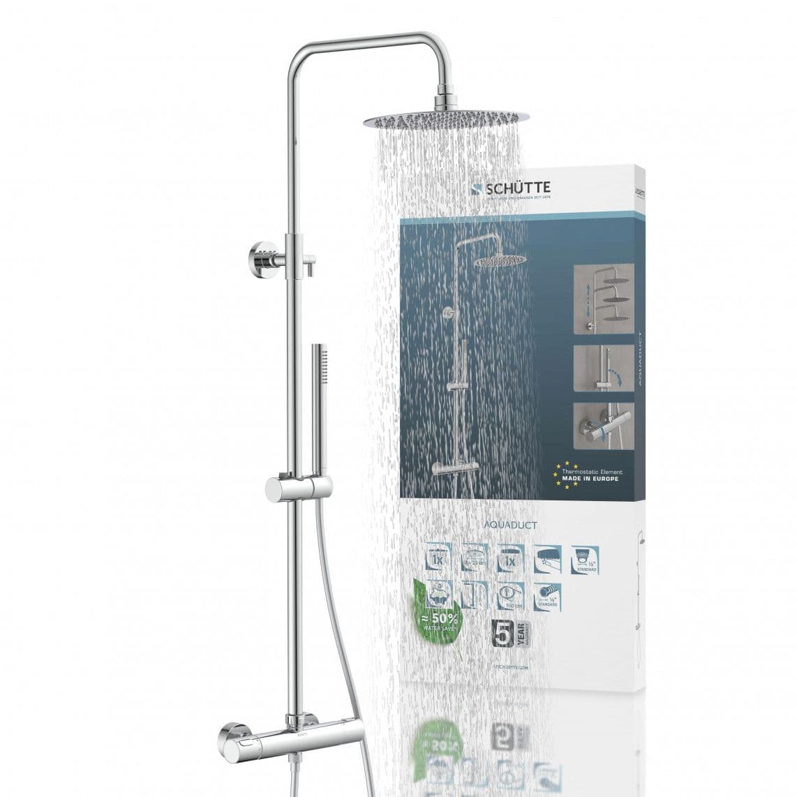 60044 AQUADUCT Overhead shower set, chrome, with thermostatic mixer vue 1
