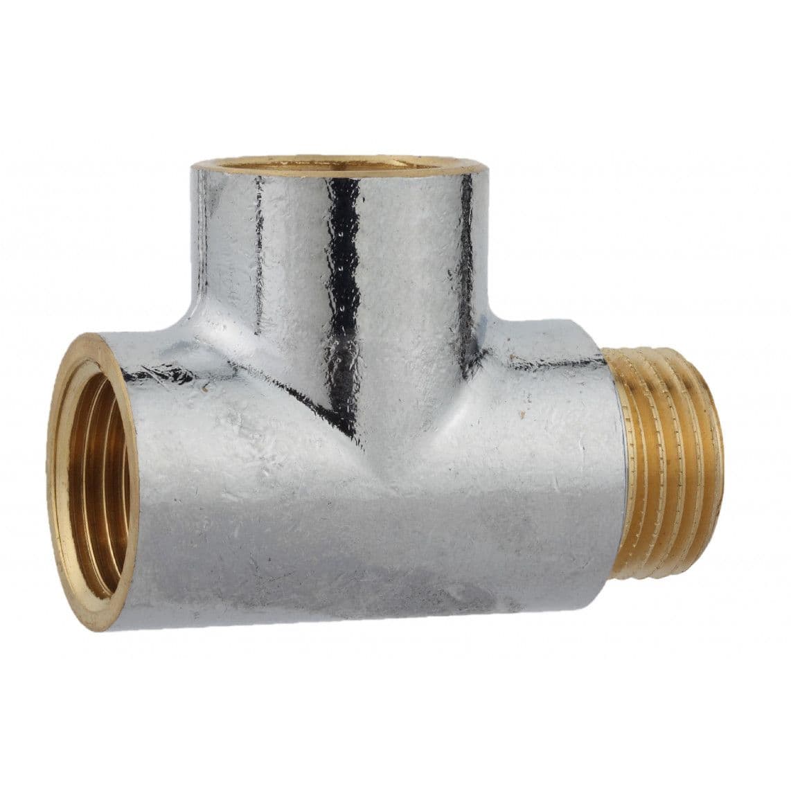 989405155 Tee piece, brass, chrome, 1/2" female x 1/2" female x 1/2" male vue 1