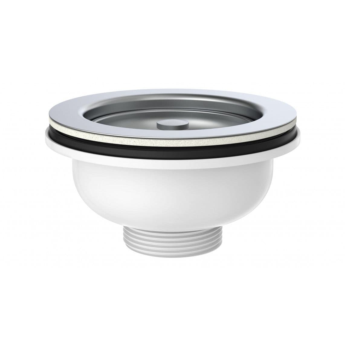 98835240 KS korfventiel, 1 1/2"BU, RVS ontruimingskelk & zeef Ø114 mm vue 1