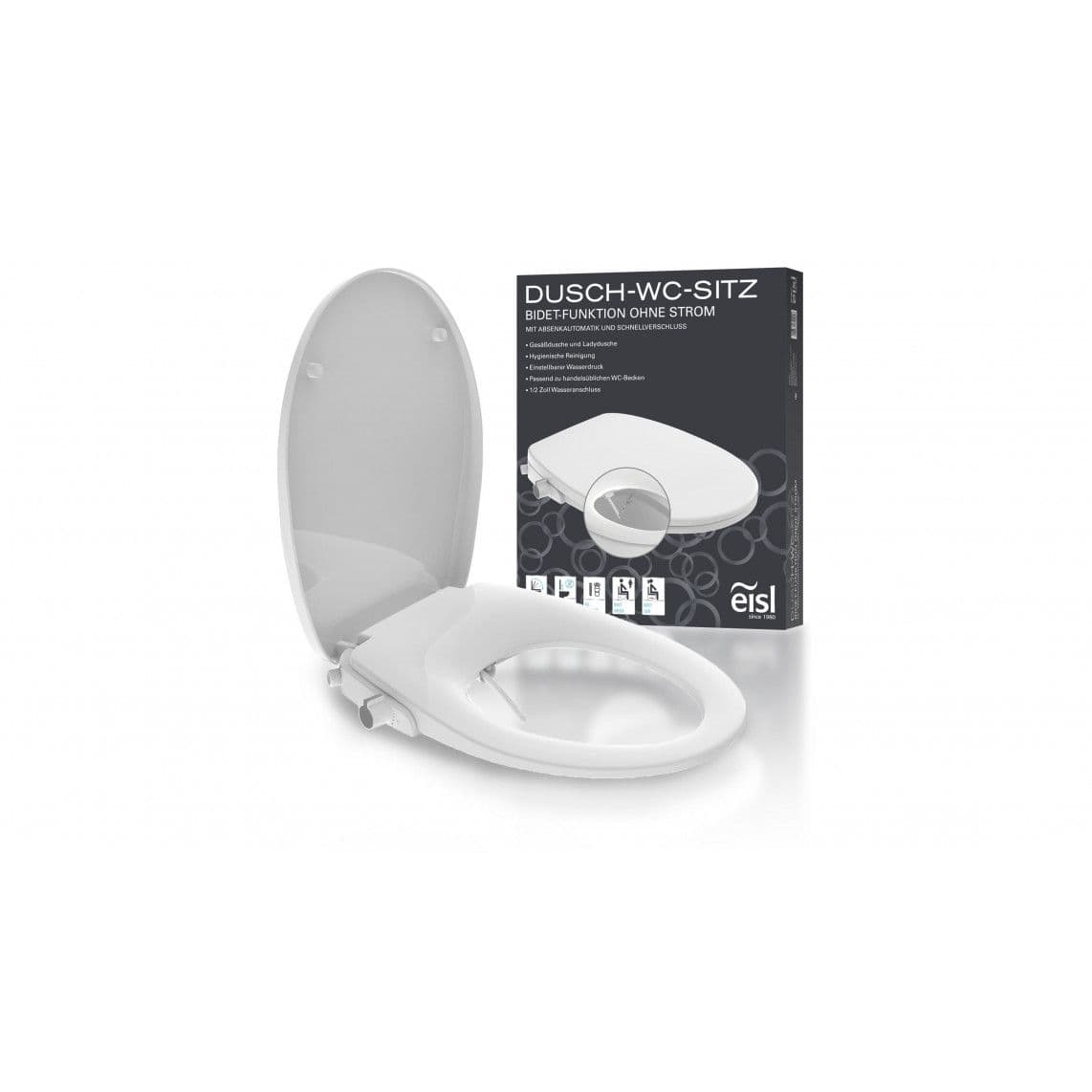 EDDW01 Shower toilet attachment, with soft close and quick release vue 1