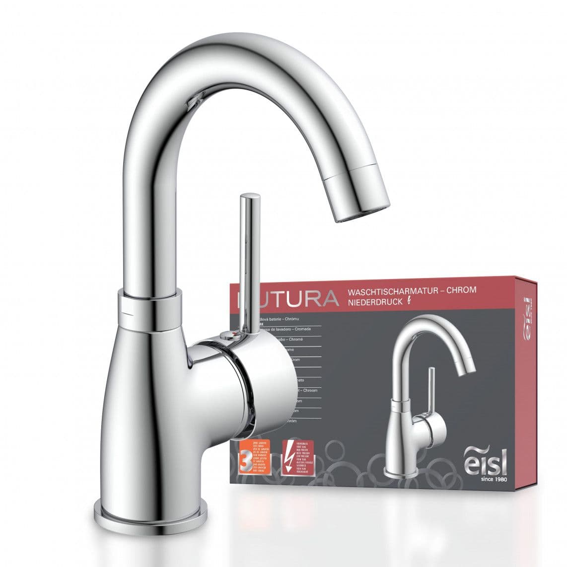NI075FUTCR-LP FUTURA Wash basin mixer low pressure, chrome vue 1