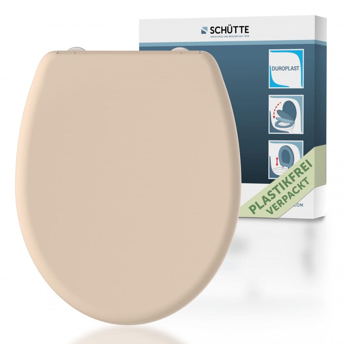 82305 Duroplast Toilet seat BEIGE, with soft close and quick release vue 1