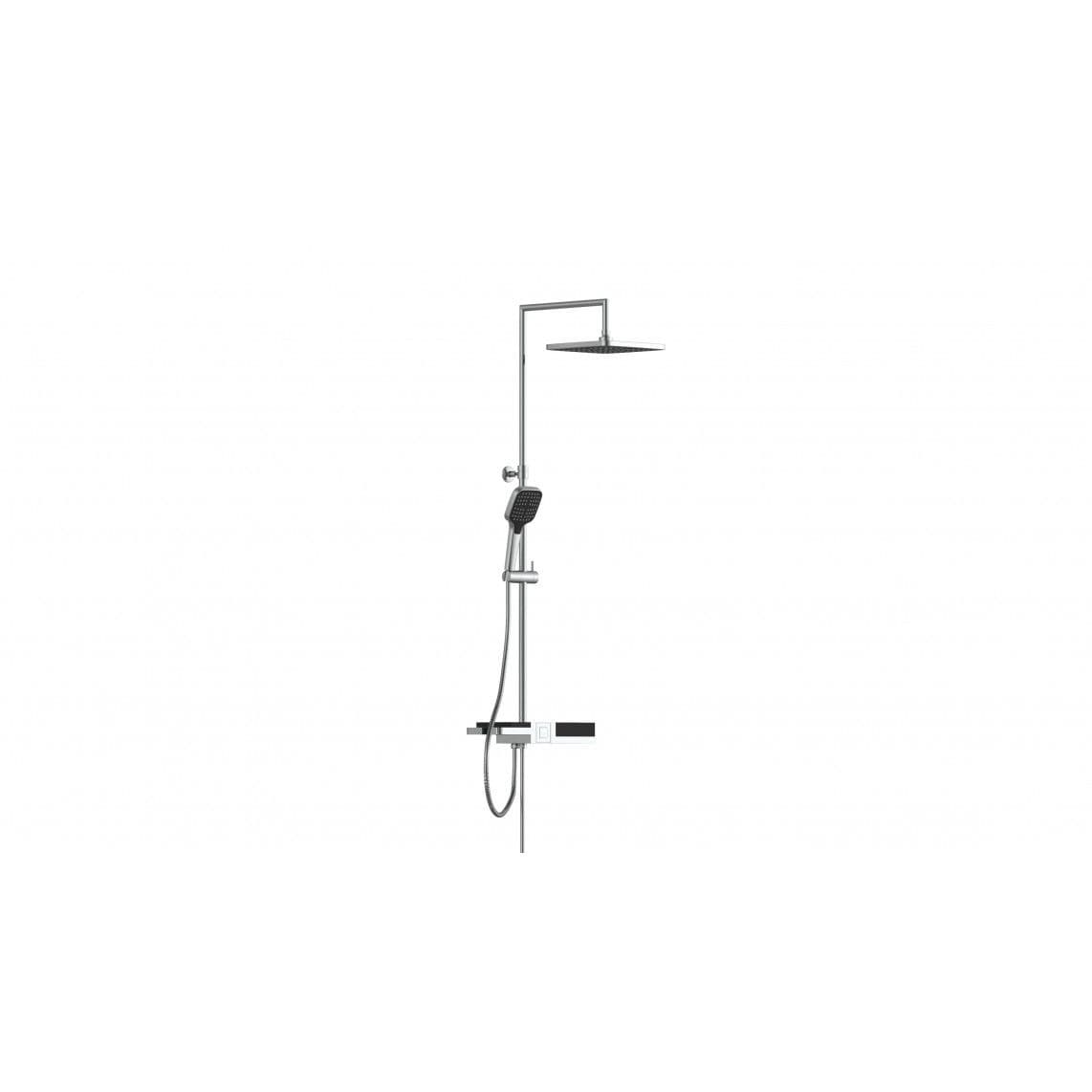 60566 BLUEPERL Regendouche set, chroom/zwart, met planchet vue 1