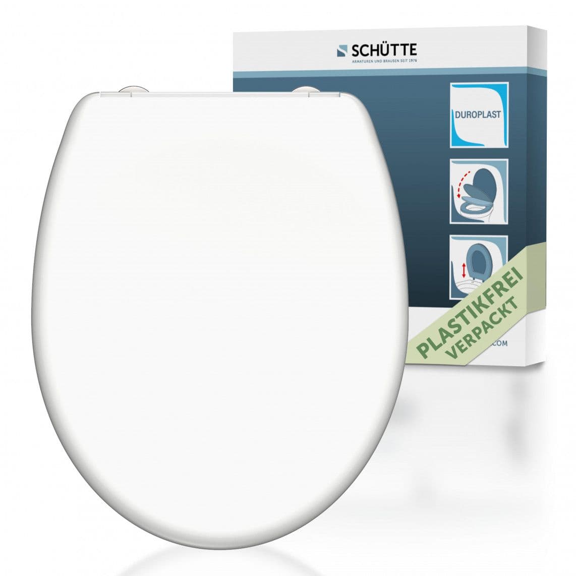 82300 Duroplast Toilet seat WHITE, with soft close and quick release vue 1