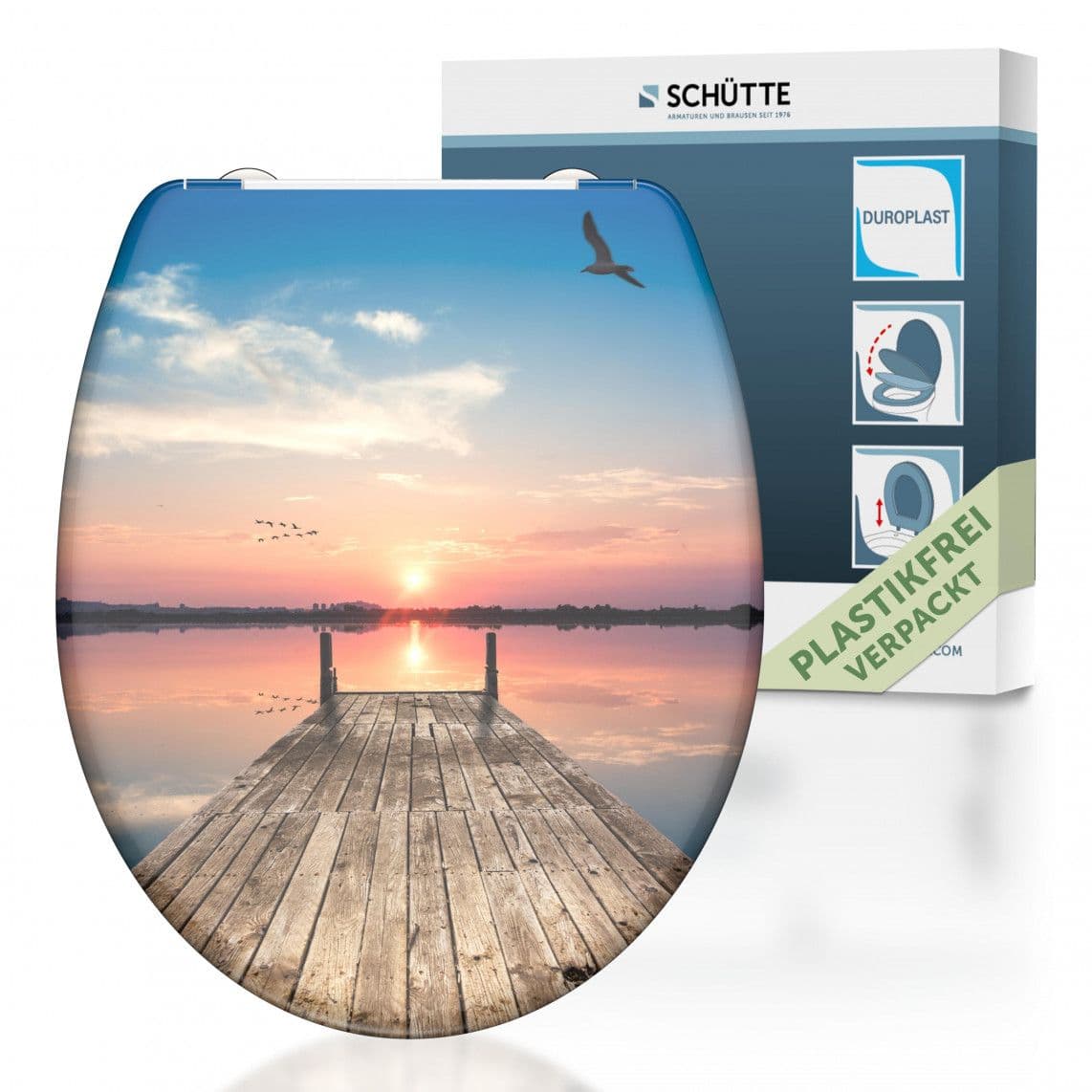 82378 Duroplast Toilet seat SUNSET SKY, with soft close and quick release vue 1