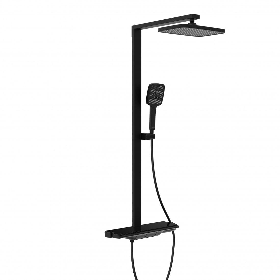 60586 HAWAII Overhead shower set, black matt, with thermostatic mixer vue 1