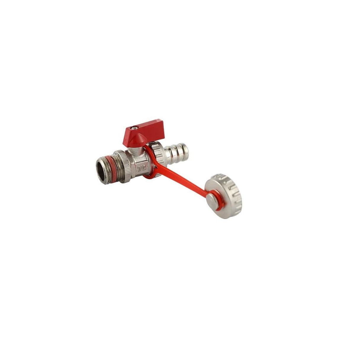 98854105 KFE Ball valve, brass, nickel, 1/2" male x 1/2" sleeve, with stuffing box vue 1