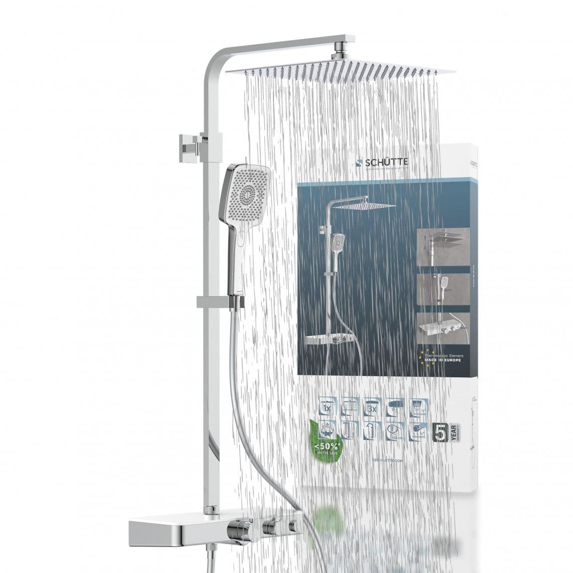 60530 OCEAN Regendouche set met thermostatische kraan, chroom/wit, met planchet vue 1