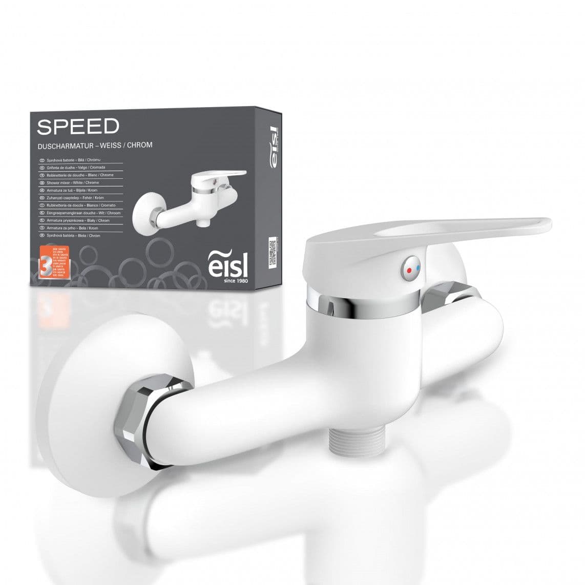 NI168SCR-W SPEED Douchekraan, wit/chroom vue 1