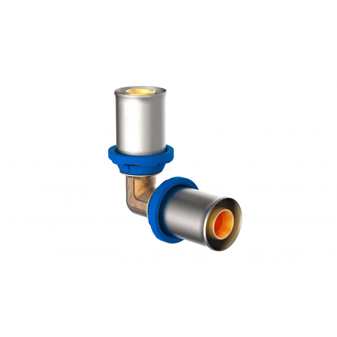 988714355 Transition angle 90°, brass, 26 mm, press fitting for multilayer pipe vue 1