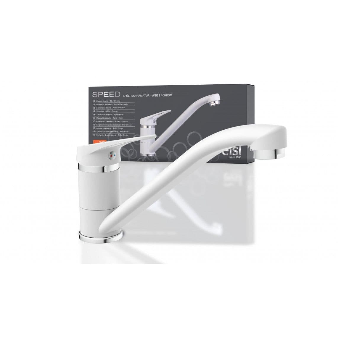 NI182SCR-W SPEED Keukenkraan, wit/chroom vue 1