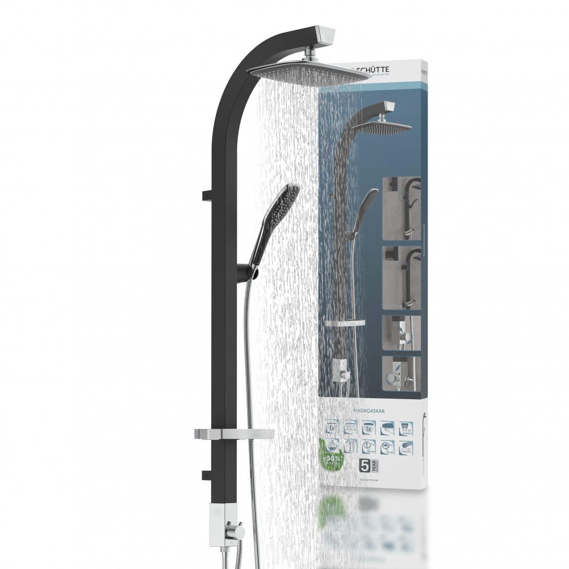 60060 MADAGASKAR Regendouche set, mat zwart/ chroom vue 1