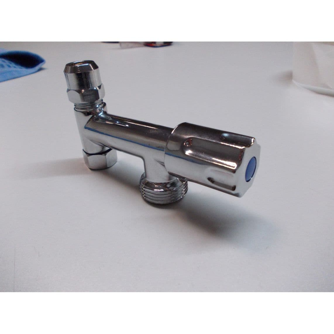 980001201 MS Extra apparaatventiel lang, chroom, 3/8" x 3/4", met terugslagklep vue 1
