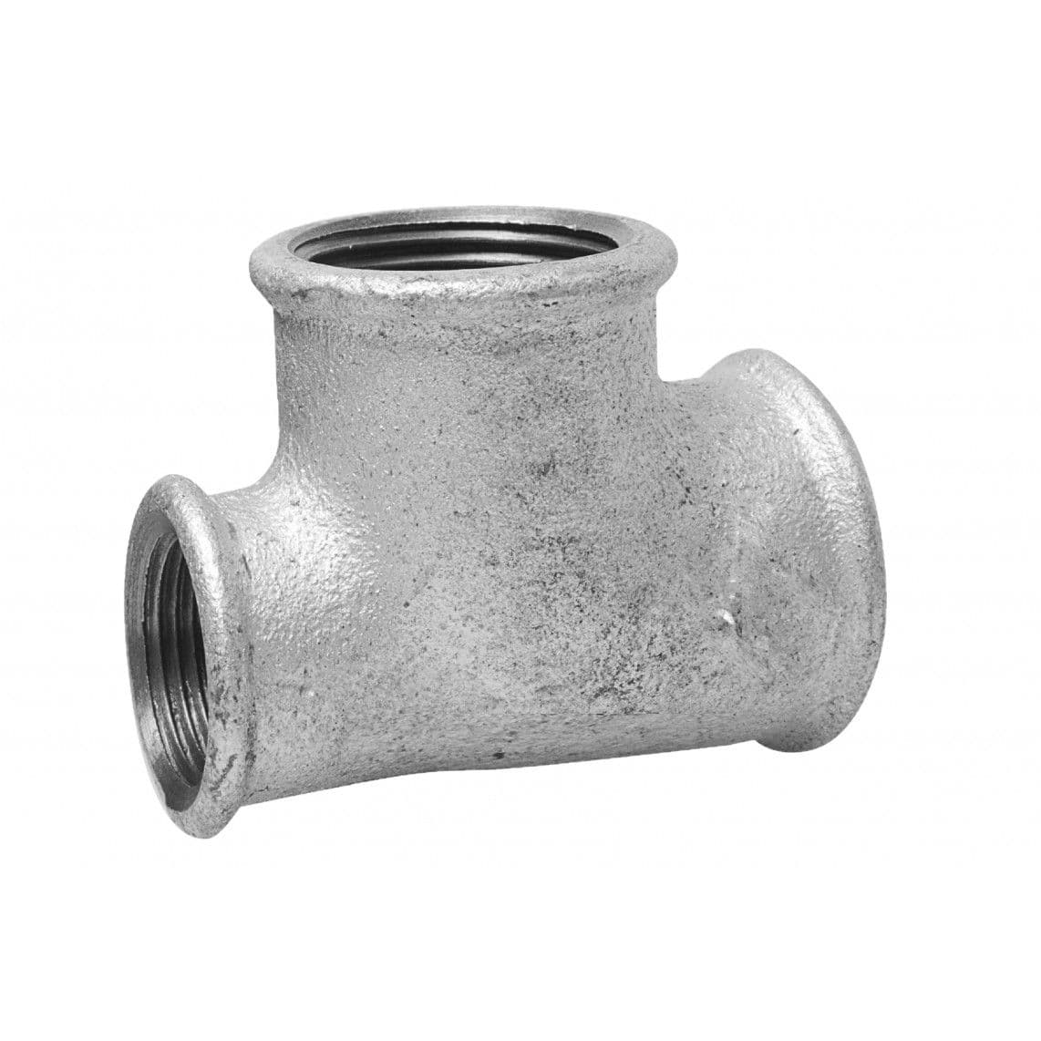 989738055 Tee reducer piece, malleable galvanized, 3/4" female x 1/2" female x 1/2" female vue 1