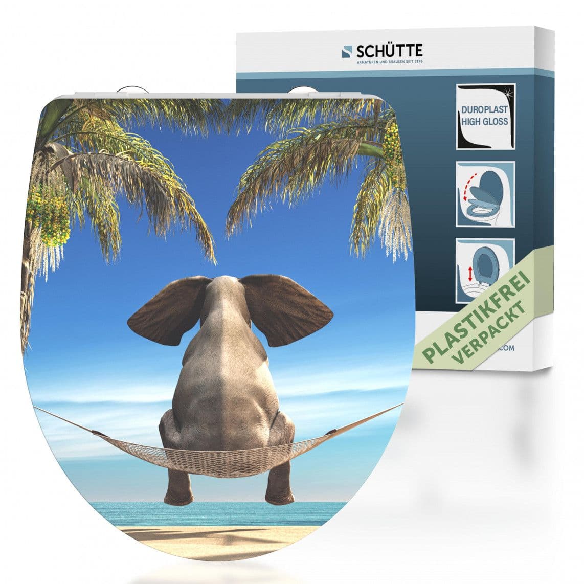 82580 Duroplast HG Toilet seat HAPPY ELEPHANT, with soft close and quick release vue 1