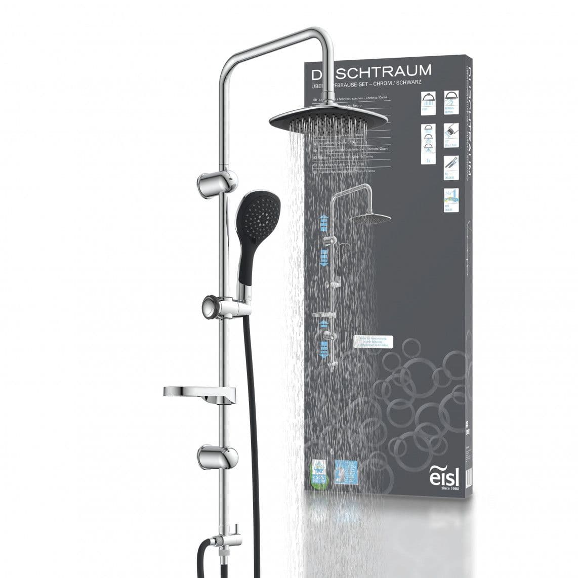 DXLD60088CS DUSCHTRAUM Regendouche set, chroom/zwart vue 1