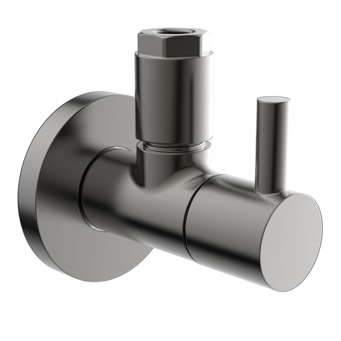 98028098 Angle valve, brass, graphite matt, 1/2" male x 10 mmQ, with rose vue 1