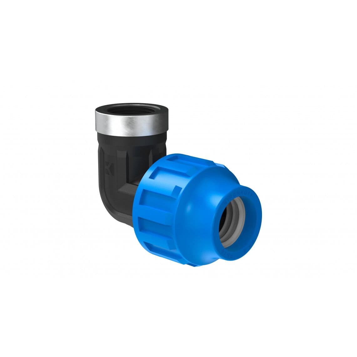 984846217 Transition angle 90°, PP, 25 mm x 3/4" female, clamp fitting for HDPE pipe, DVGW certified vue 1