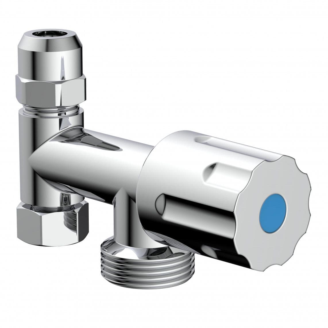986294148 GA-Hulpventiel, chroom, 3/8"BI x 3/4"BU x 3/8"BU x 10 mmQ, met terugslagklep vue 1