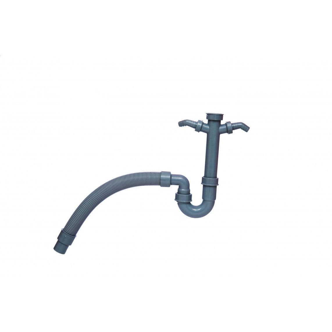 98836649 ECO-SAVE KS Flex gootsteen-buissifon, Grijs, 1 1/2"BI x DN 40/50 mm, met 3/4" dubbele toestelaansluiting vue 1