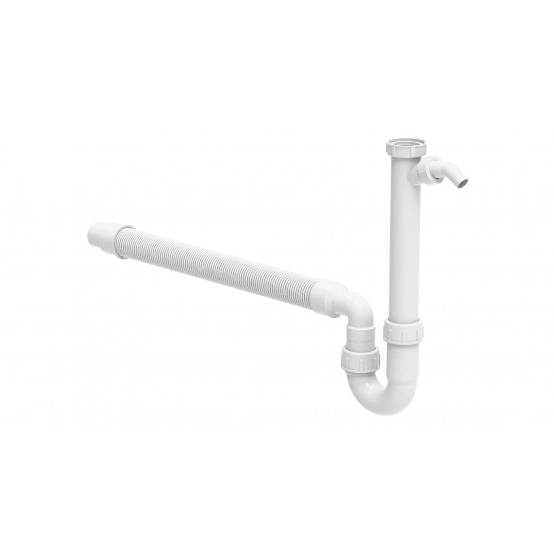 01243 KS spoelbak-buissifon 1 1/2"BI x DN 40/50 mm flexibel, wit, met 3/4" toestelaansluiting vue 1