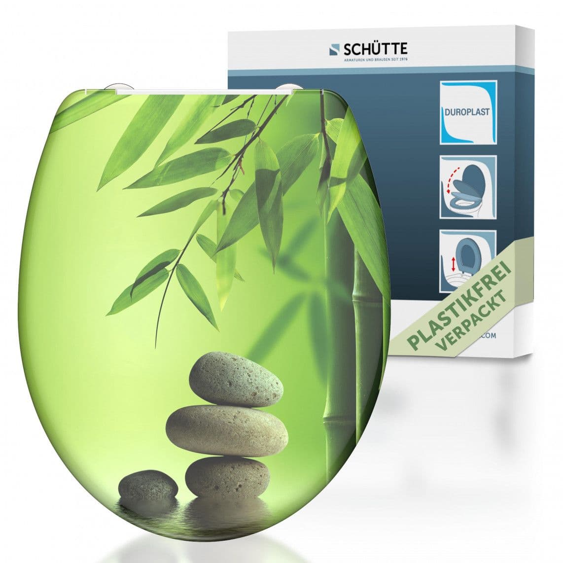 82365 Duroplast Toilet seat GREEN GARDEN, with soft close and quick release vue 1
