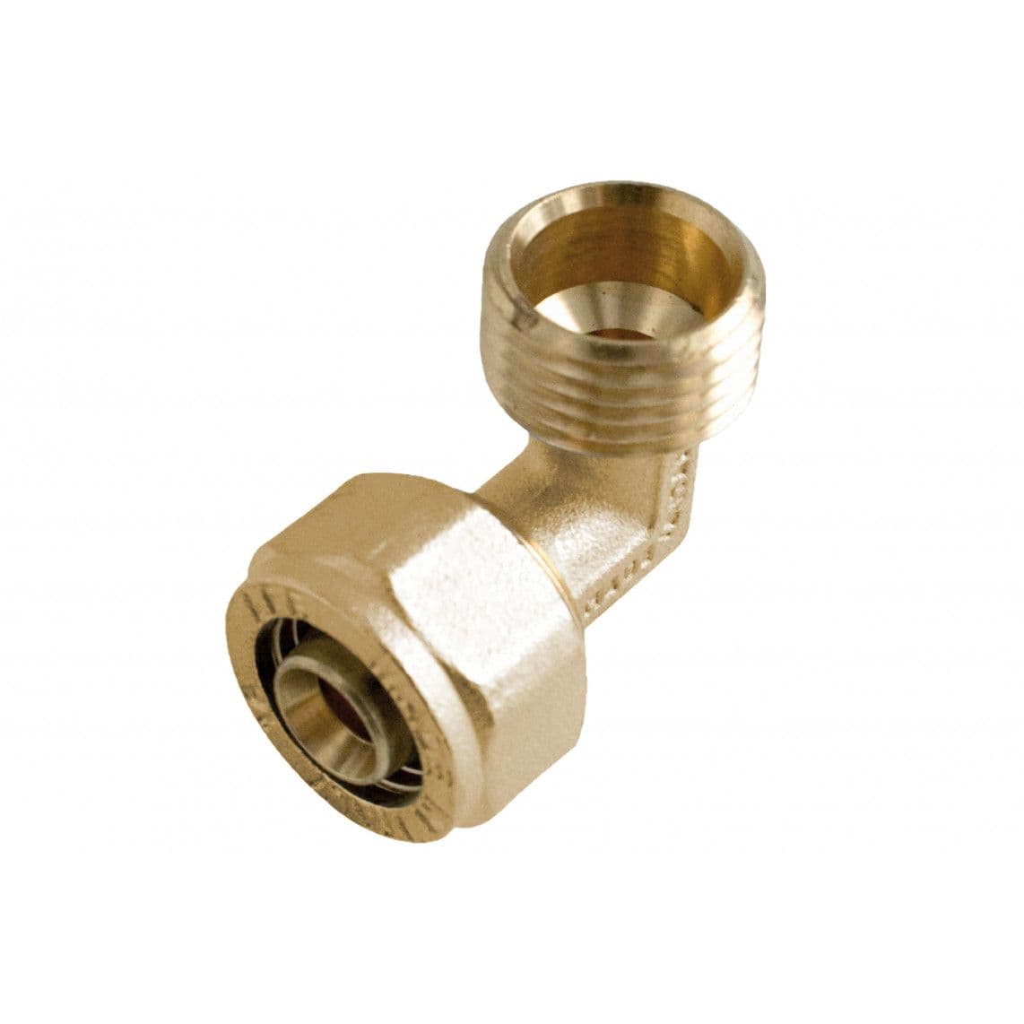 988907255 MS knie 90°, blanco, 16 mm x 3/4"BU, knelfitting voor meerlagen buis vue 1