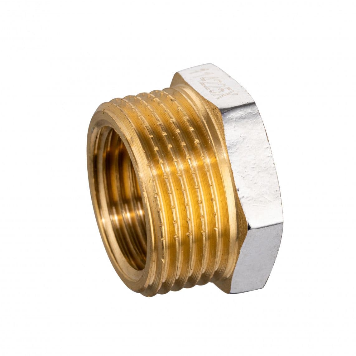 989333155 Reducer piece, brass, chrome, 3/4" male x 3/8" female vue 1