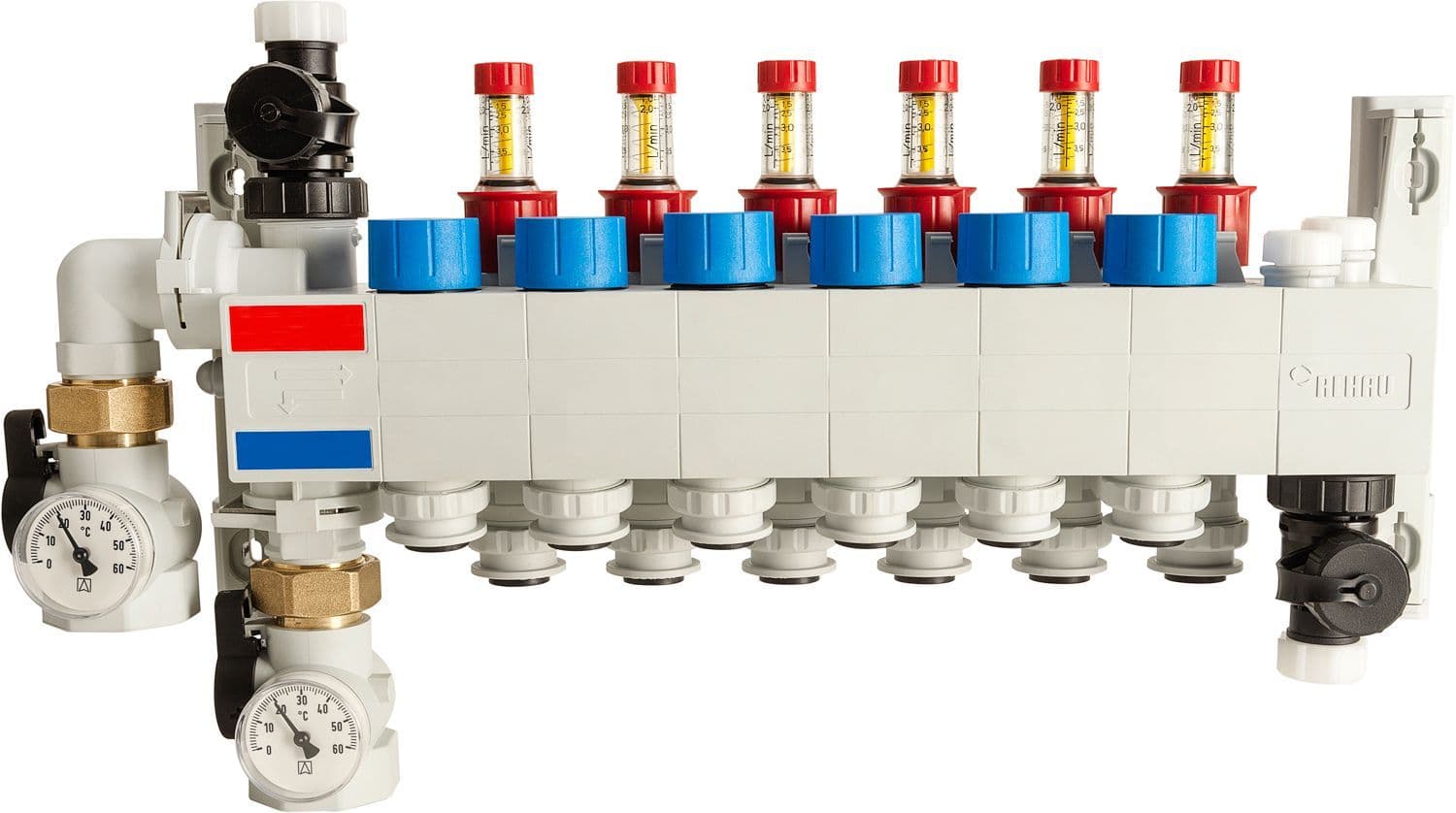 Vloerverwarming collector hkv push 16MM rehau 8 kringen