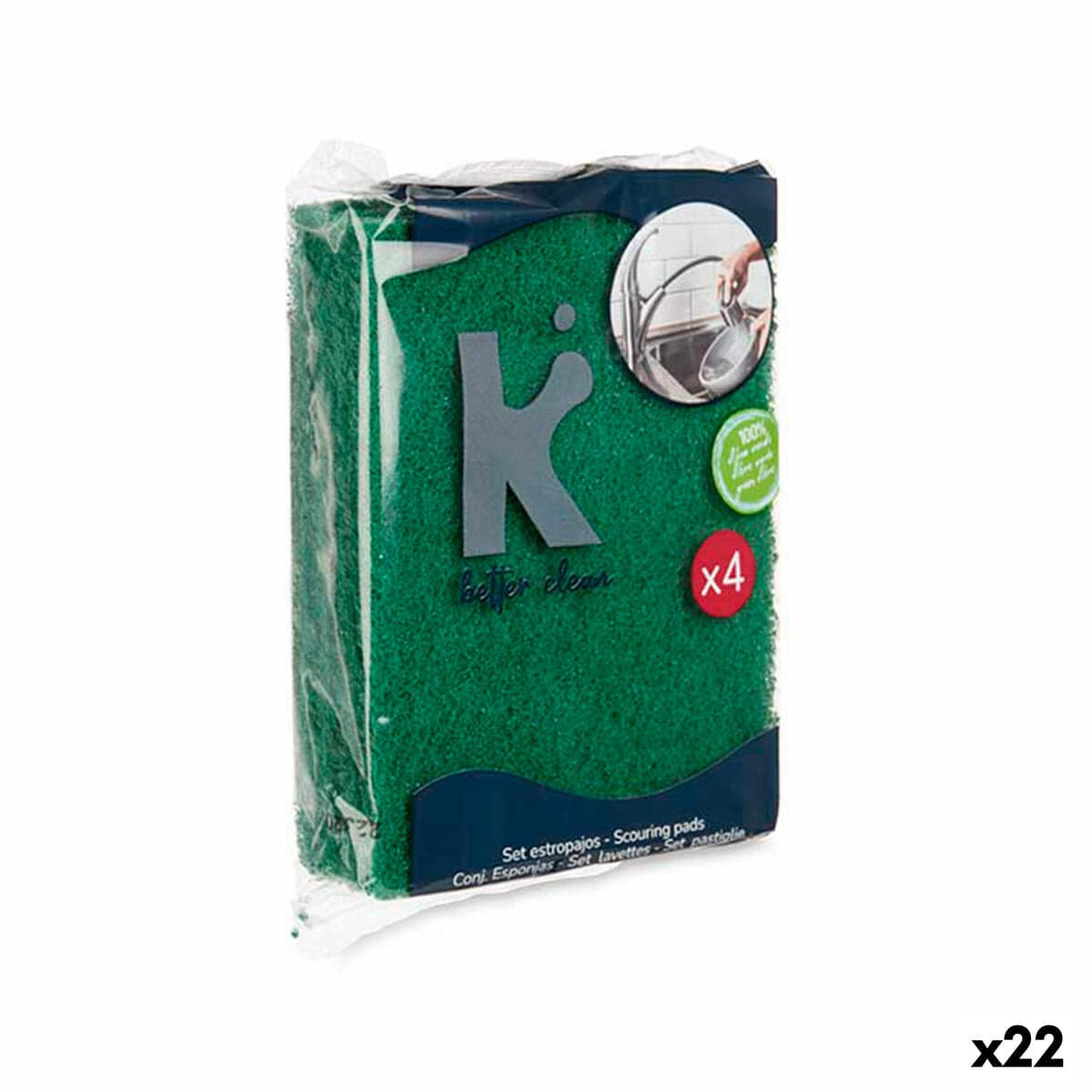 Scheuerschwamm-Set Grüne Schleiffaser 11,3 X 15,7 X 0,5 cm (22 Stück)