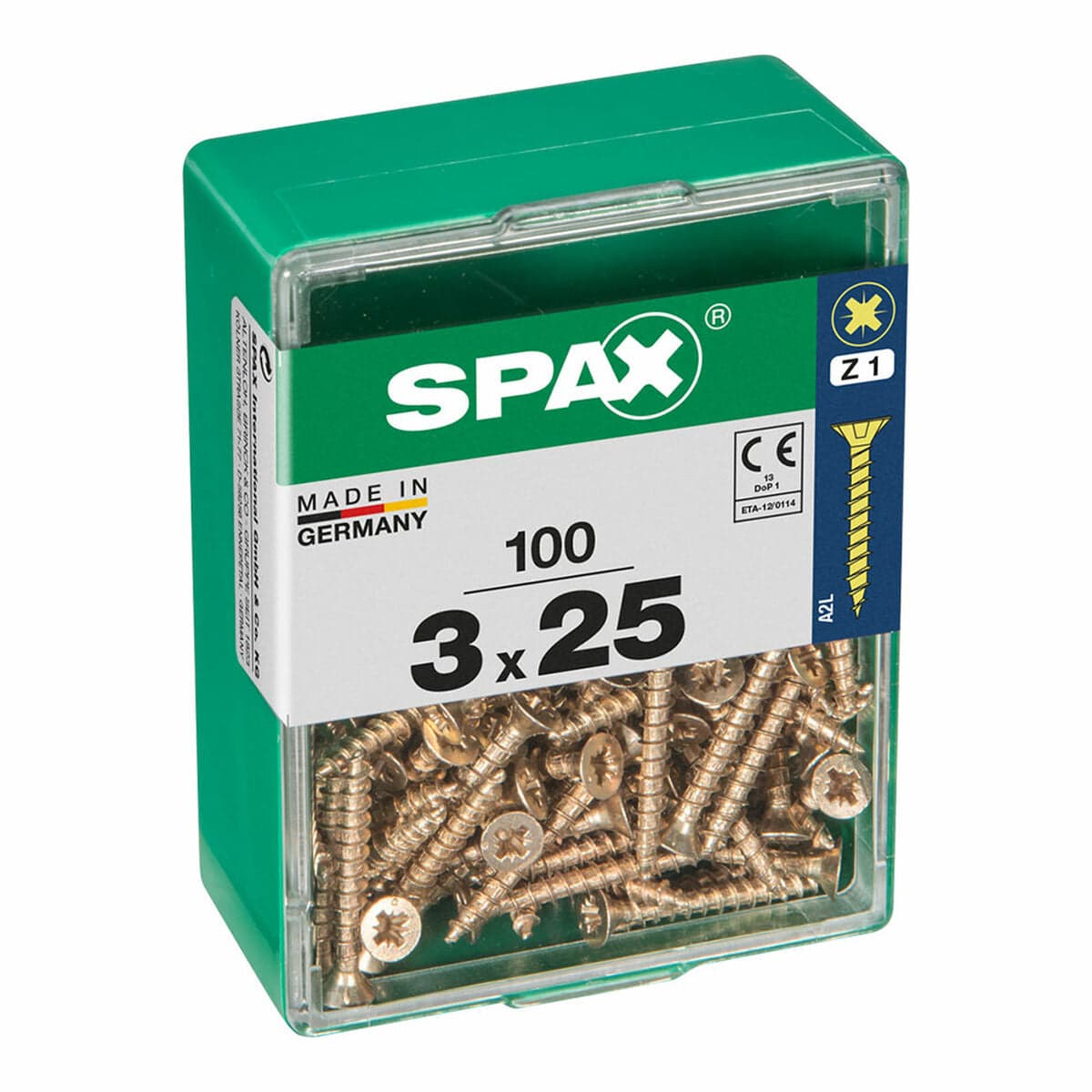 Box of Wood Screws SPAX Flat Head (3.0 x 25 mm)