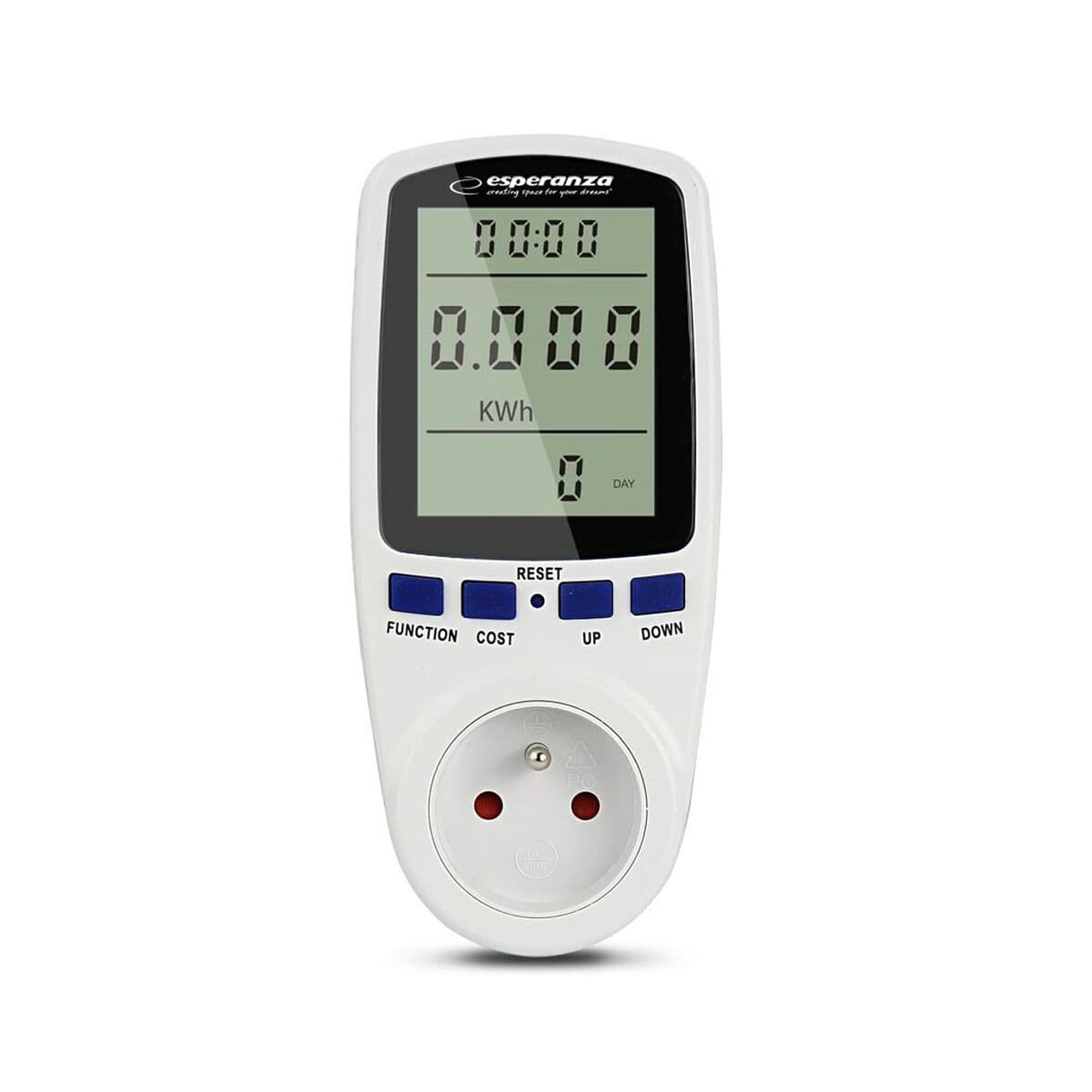 Prise avec compteur de consommation Esperanza ELA103 blanc 3680 W