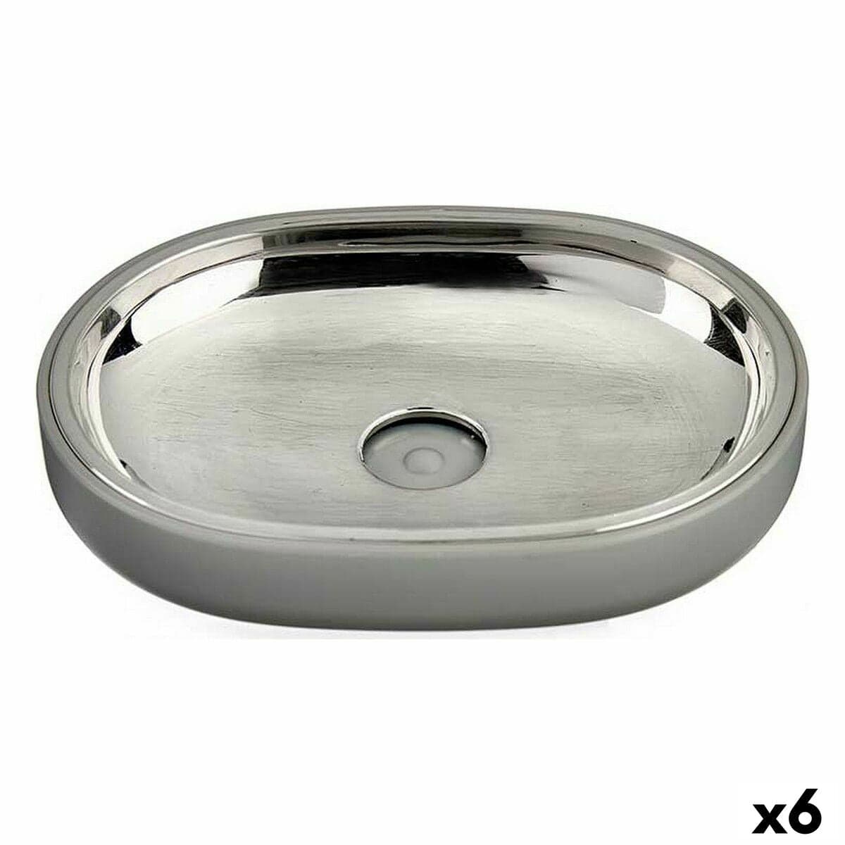 Berilo Seifenschale Grau Silber Edelstahl Kunststoff 13 x 9,5 x 2,5 cm (6 Einheiten)