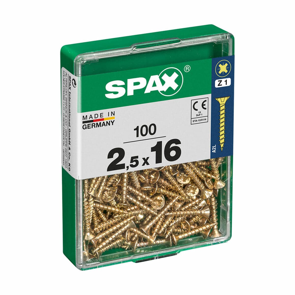 SPAX box of wood screws flat head 2.5 x 16 mm
