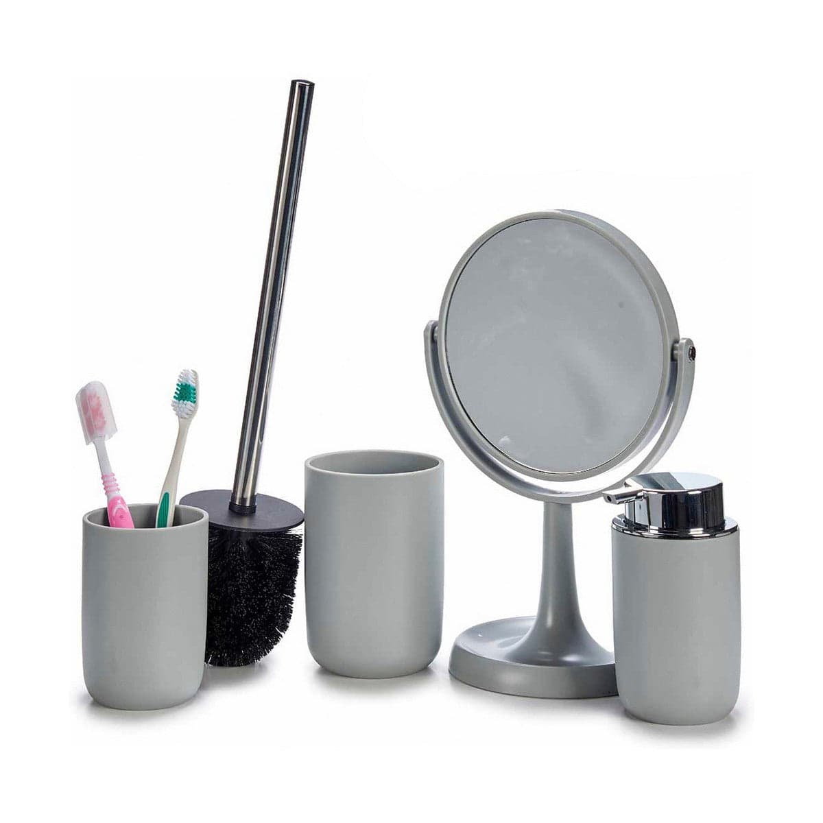 Berilo Badset Grau Edelstahl Polypropylen 16,5 x 29,5 x 17 cm 4-teilig