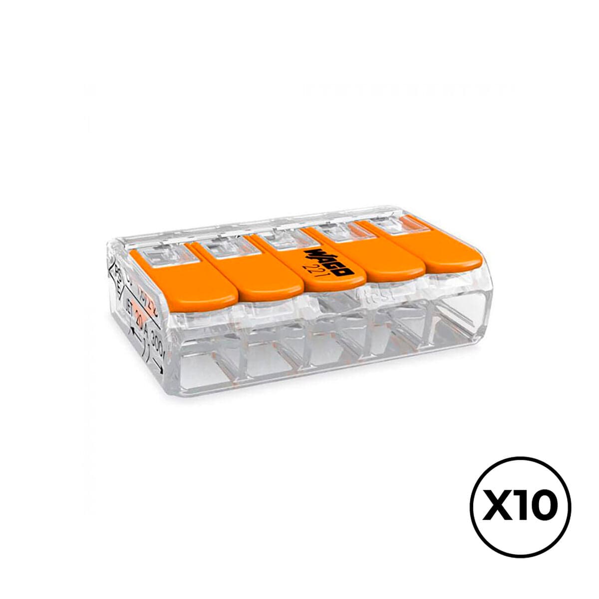 Quick Connector Wago 30 x 18.6 x 8.4 mm 4 mm 450 V 5 Connections 10 Units