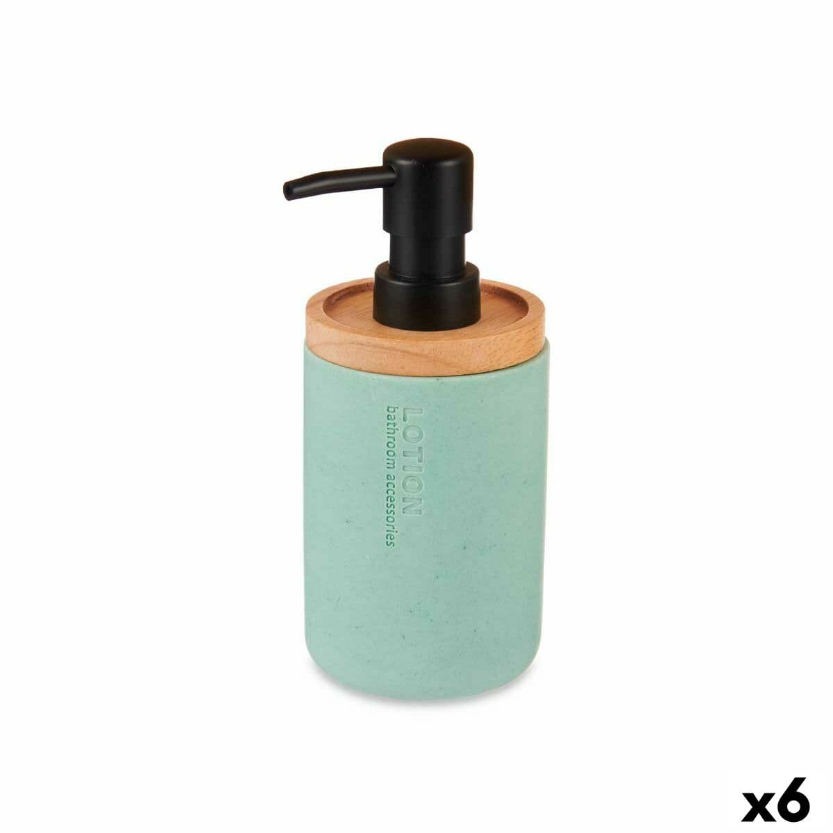 Soap Dispenser Berilo Mint Wood Resin Plastic 9,5 x 18,5 x 7,8 cm (6 Units)