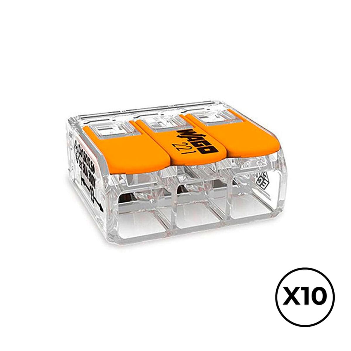 Verbindungsklemme Wago 22,9 x 21,1 x 10,1 mm 450 V 3 Anschlüsse 6 mm (10 Stück)
