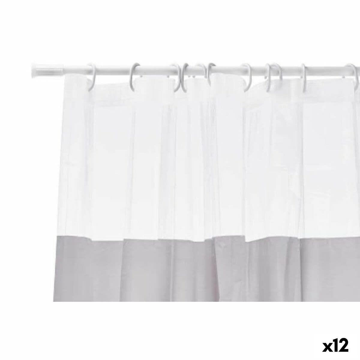 Duschvorhang Berilo Grau Transparent PEVA 180 x 180 cm (12 Stück)