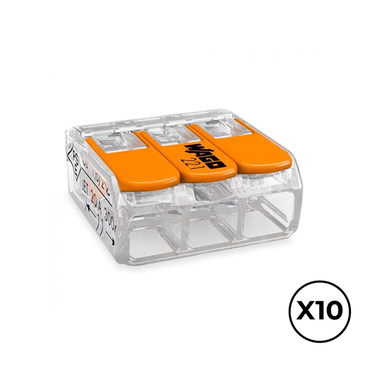 Verbindungsklemme Wago 18,8 x 18,6 x 8,4 mm 4 mm 450 V 3 Leiter (10 Stück)