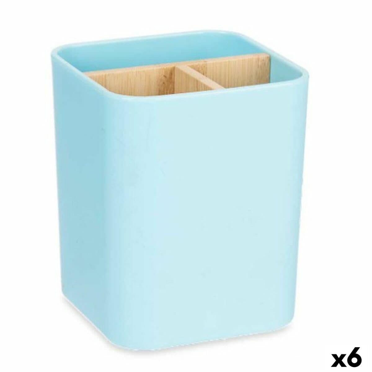 Zahnbürstenhalter Berilo Blau Bambus Polypropylen 9 x 11 x 9 cm (6 Stück)