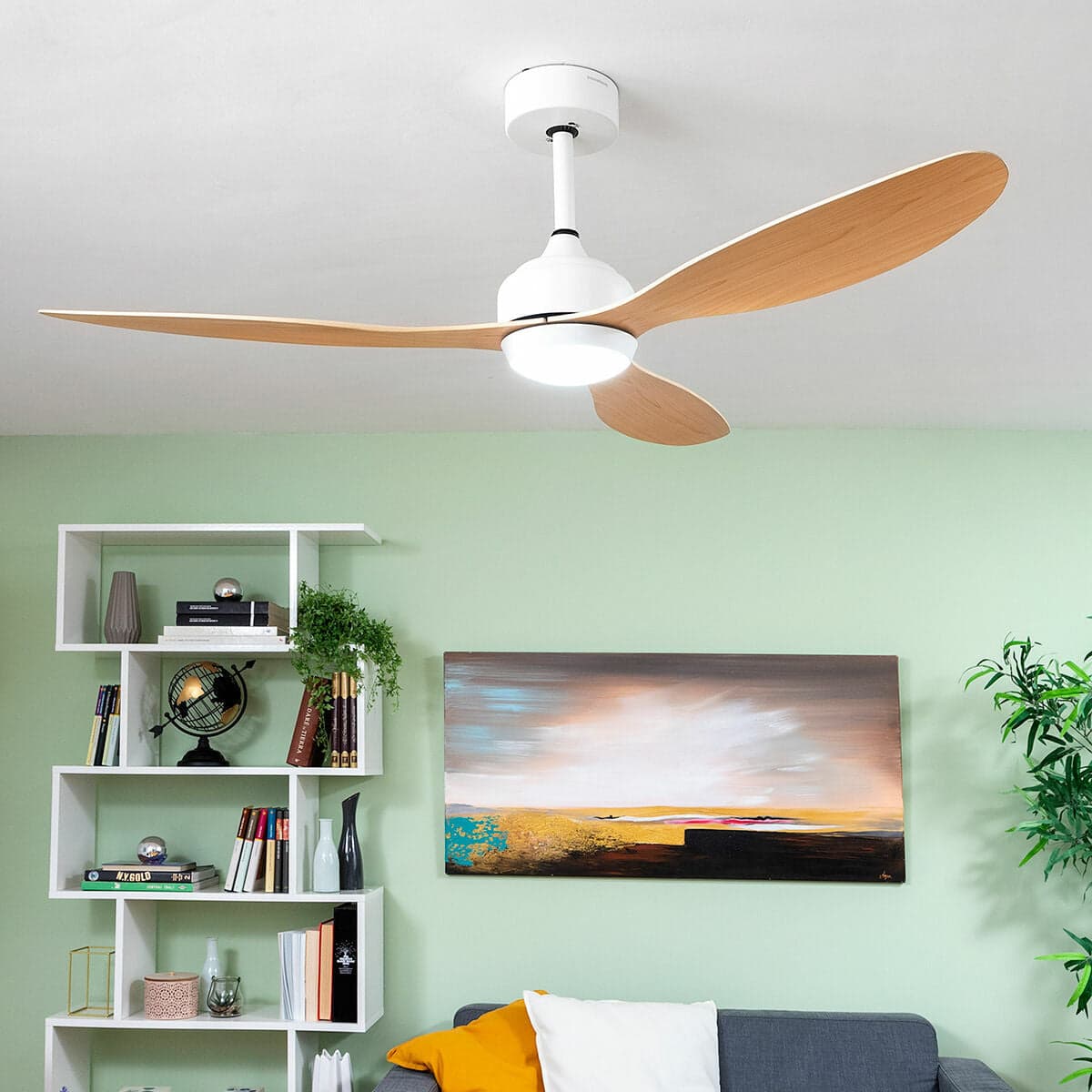 Ventilateur de plafond LED avec 3 pales ABS Wuled InnovaGoods Wood 36 W 52" Ø132 cm