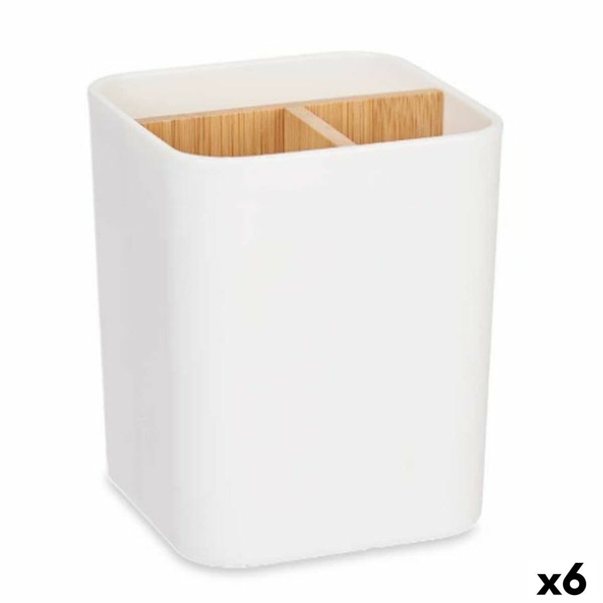 Tandenborstelhouder Berilo Wit Bamboe polypropyleen 9 x 11 x 9 cm (6 Stuks)