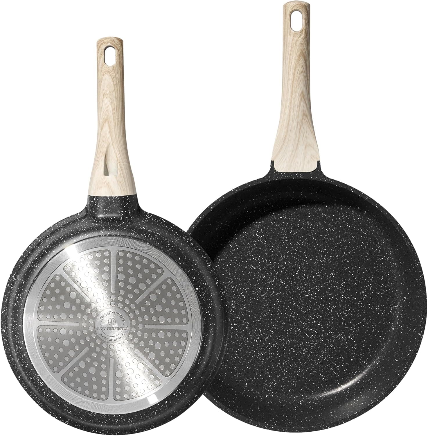 Just Perfecto JL-42 2-teiliges Granit-Bratpfannenset (20/24 cm) - Schwarz