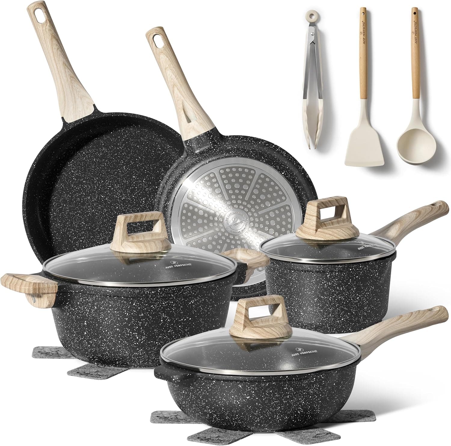 Just Perfecto JL-32: 13-teiliges Granit-Topfset - Schwarz