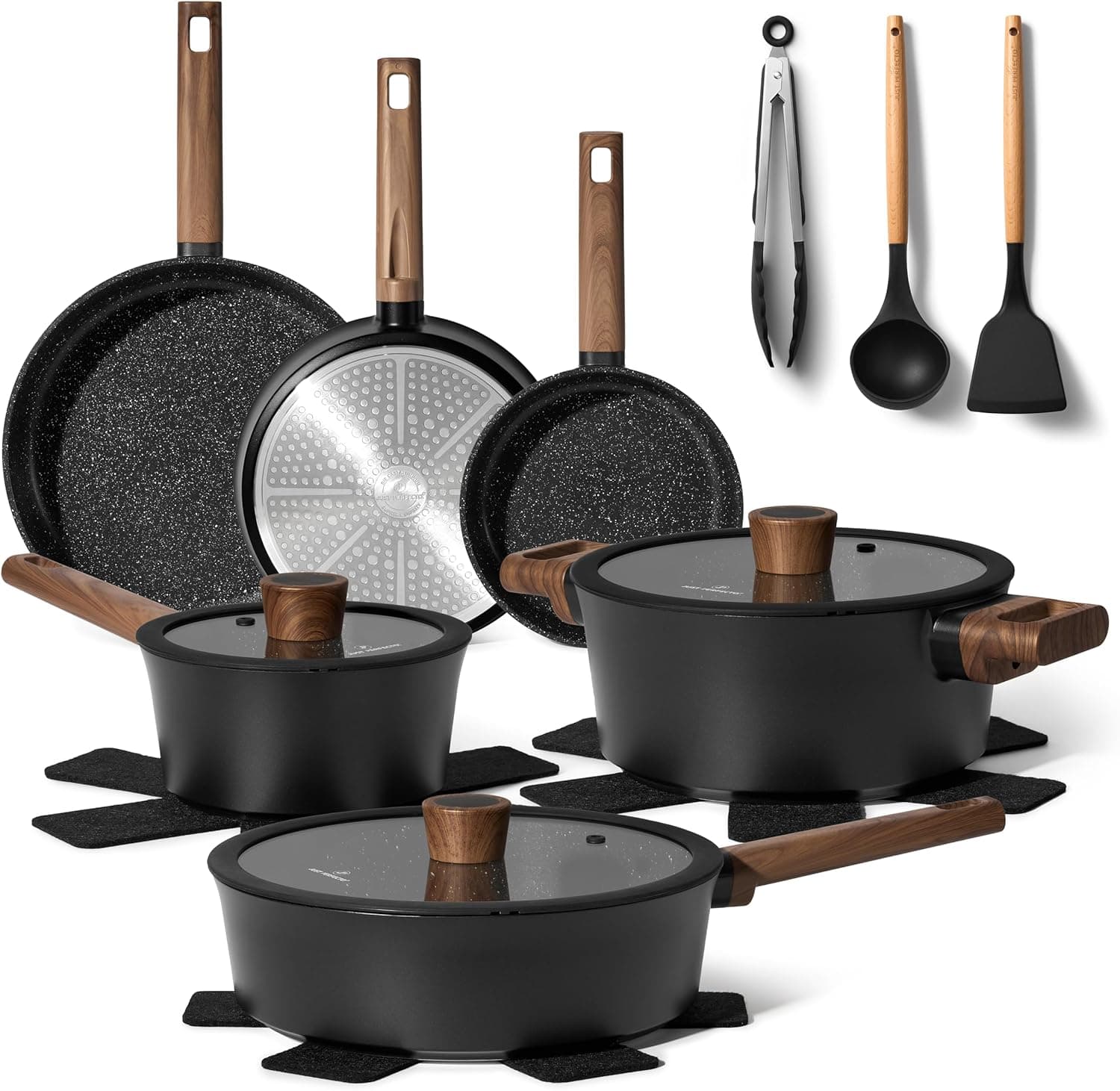 Just Perfecto JL-111 15-teiliges Granit-Topfset - Schwarz