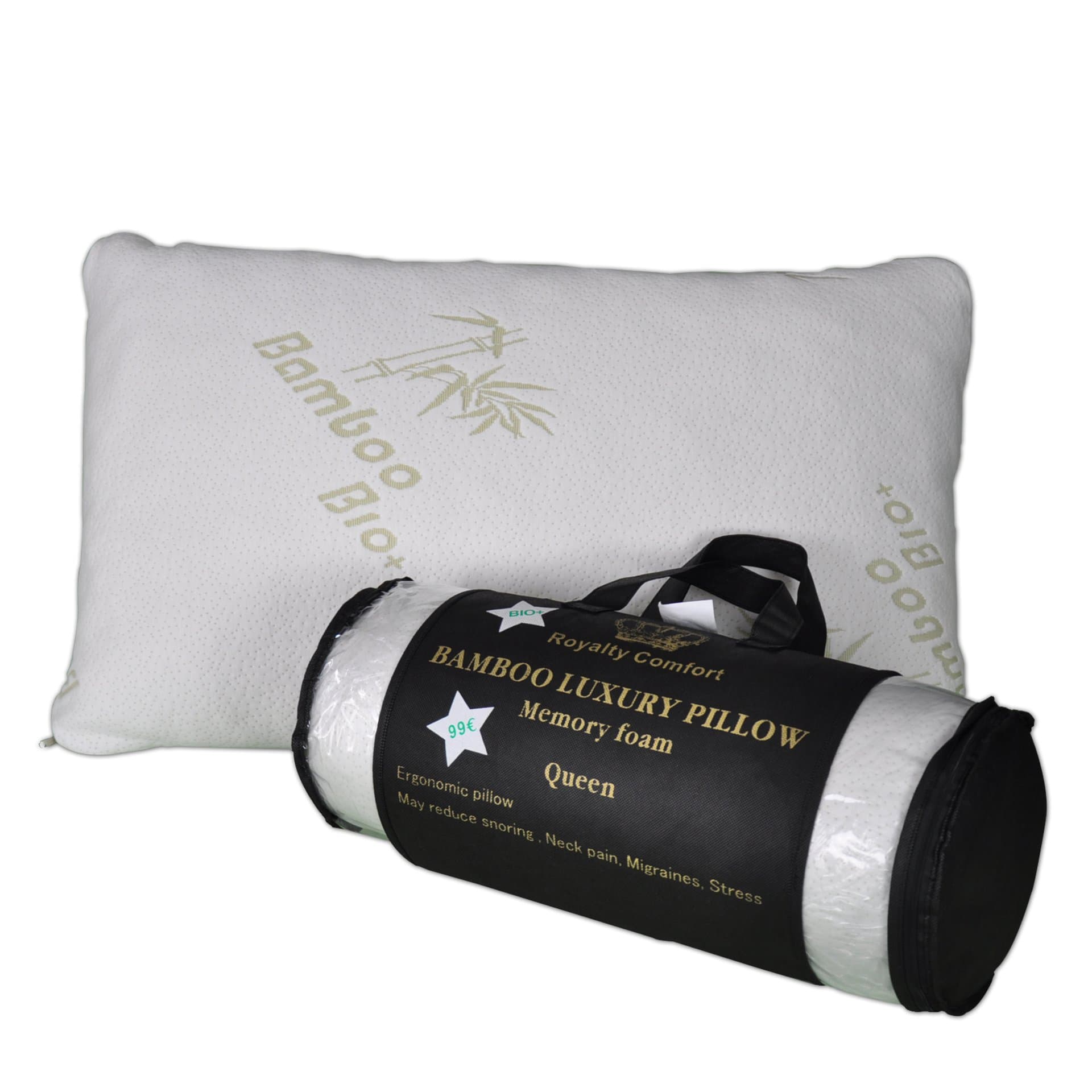 Royalty Comfort HG-5076BM Bambus-Kopfkissen mit Memory Foam - Queen