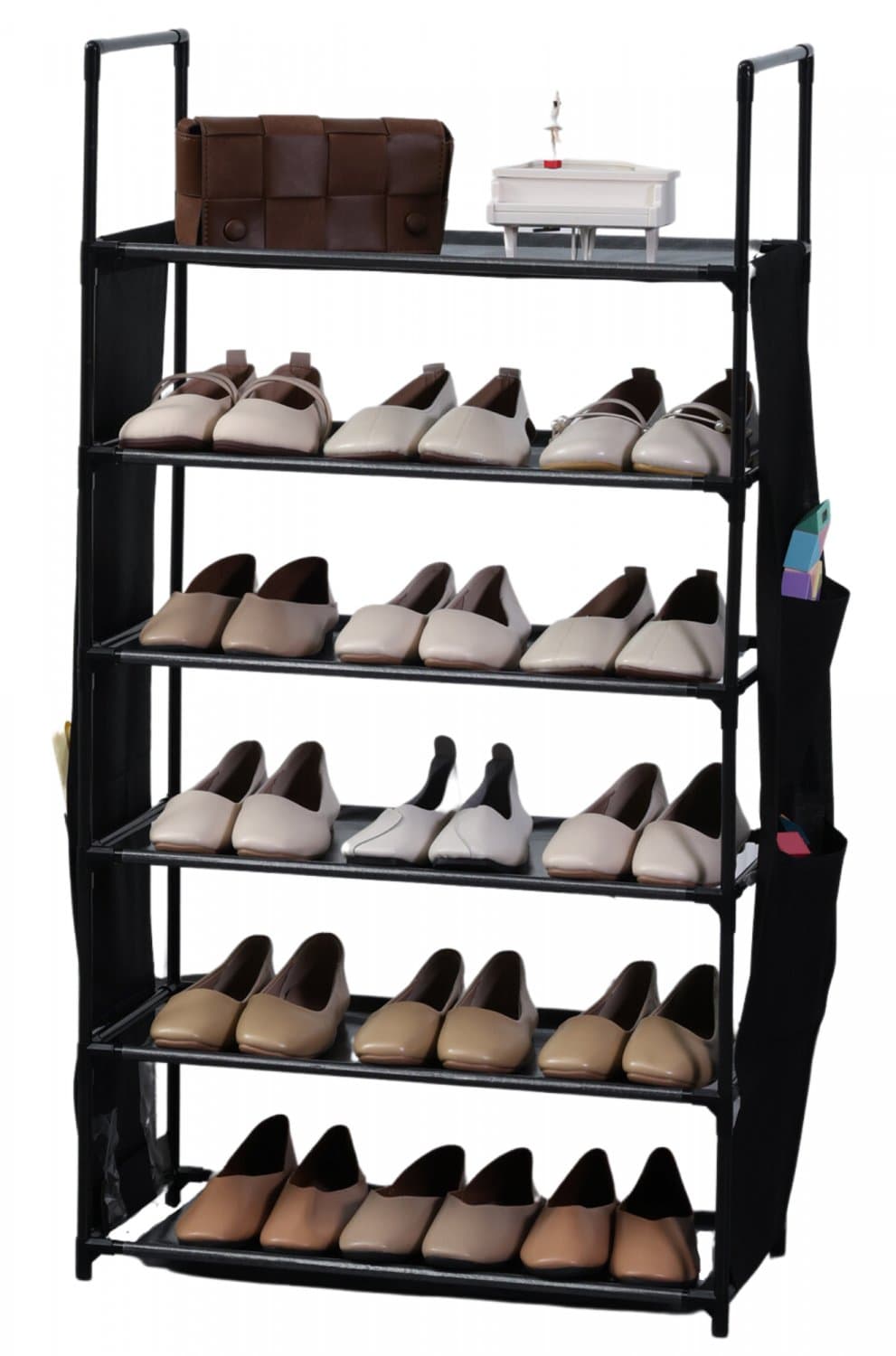Herzberg HG-03329 6-Ebenen Schuhregal (47x100cm) - Schwarz